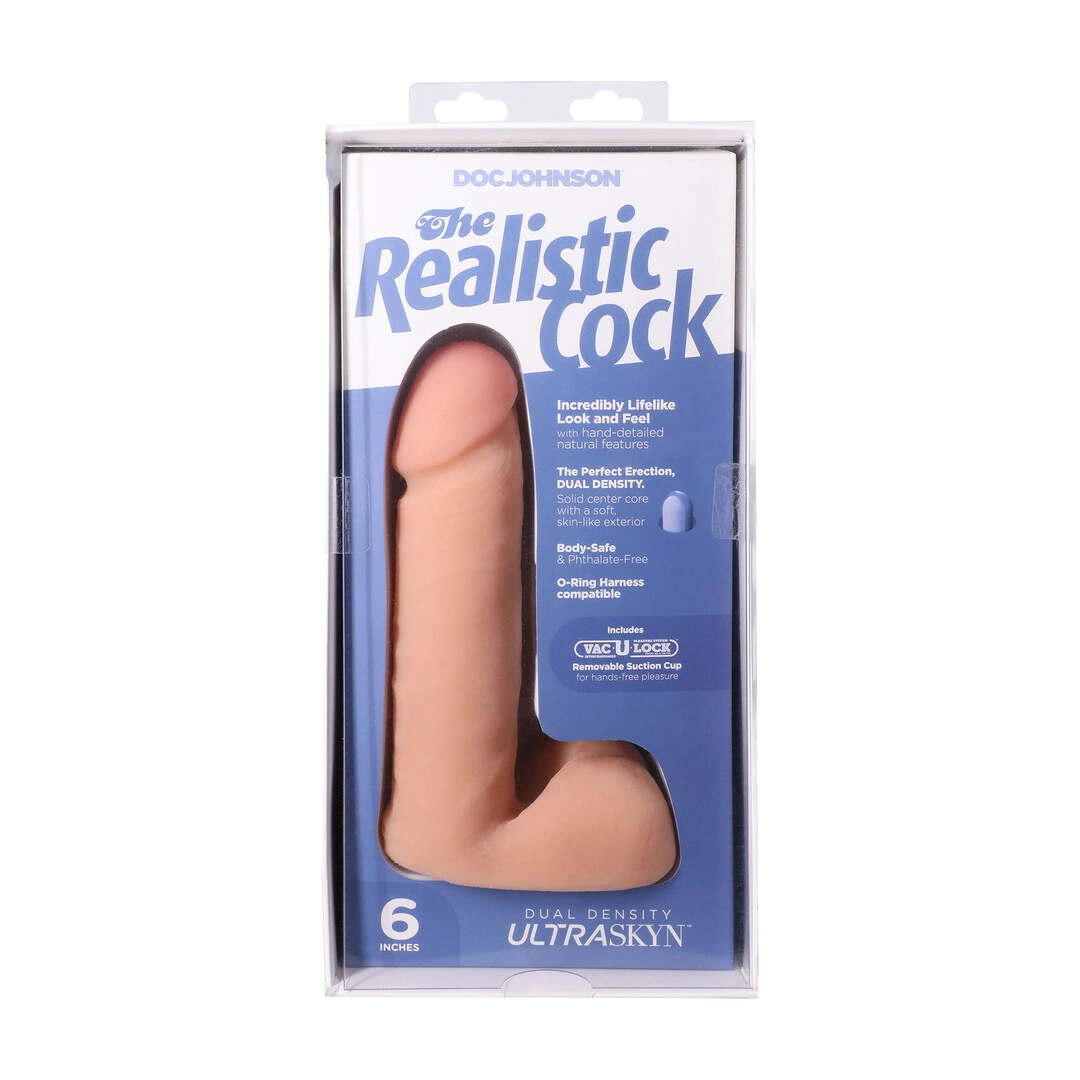 Doc Johnson ULTRASKYN 16 cm dildo su nuimamu siurbtuku, vanilės spalvos