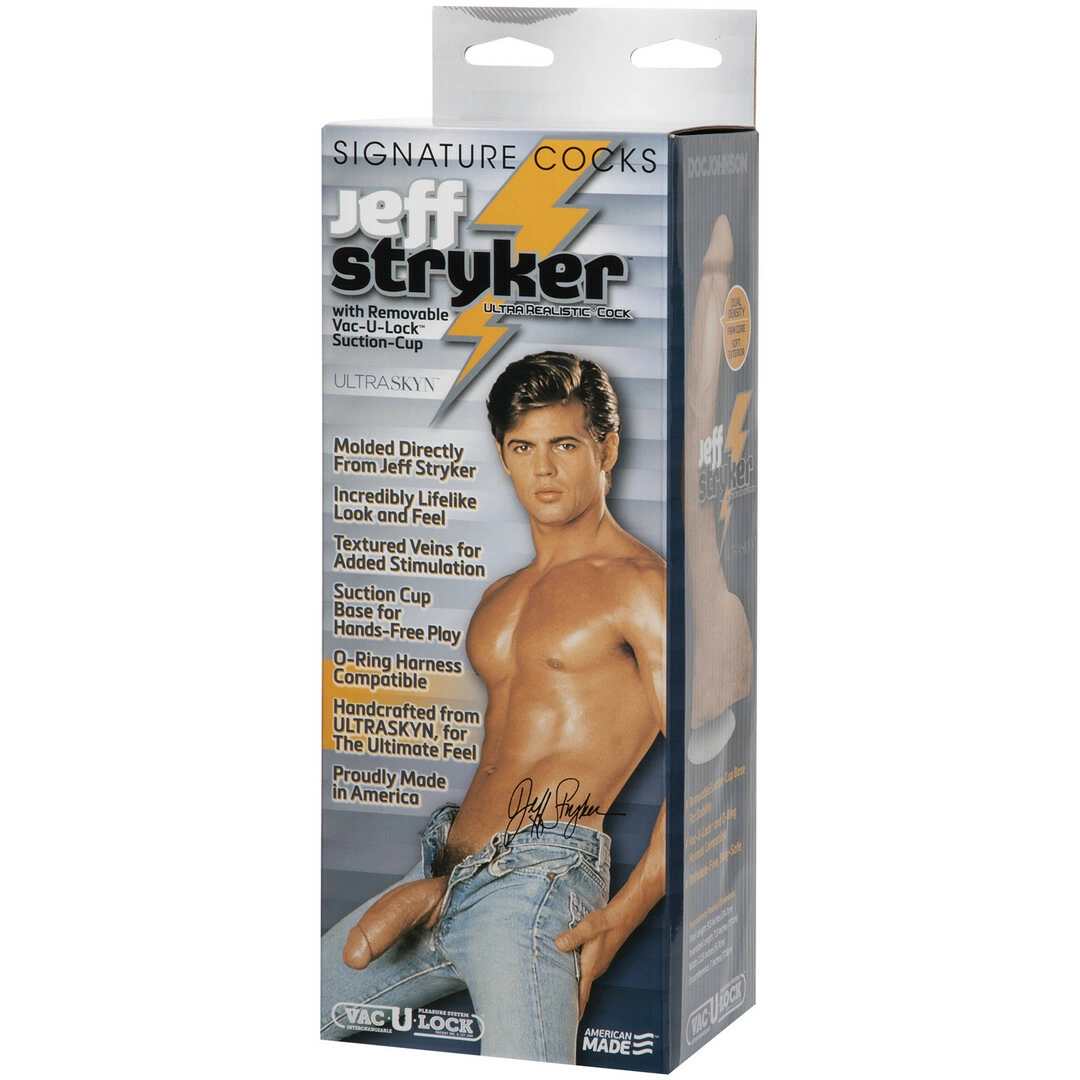 Doc Johnson Jeff Stryker 25 cm anatominis dildo iš UR3, baltas