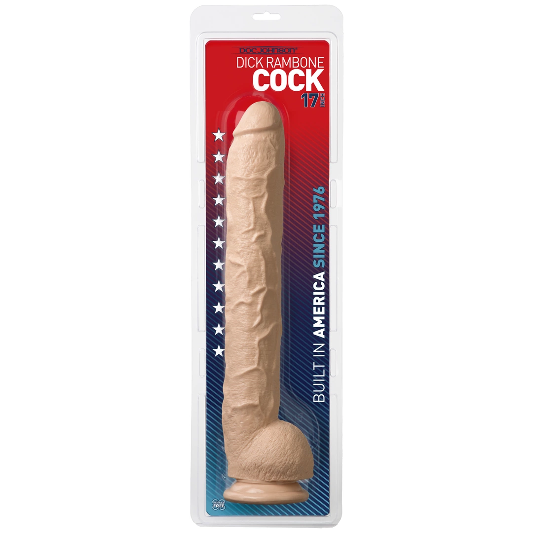 Doc Johnson Rambone dildo su siurbtuku ir anatominiu pagrindu, 38 cm, juodas