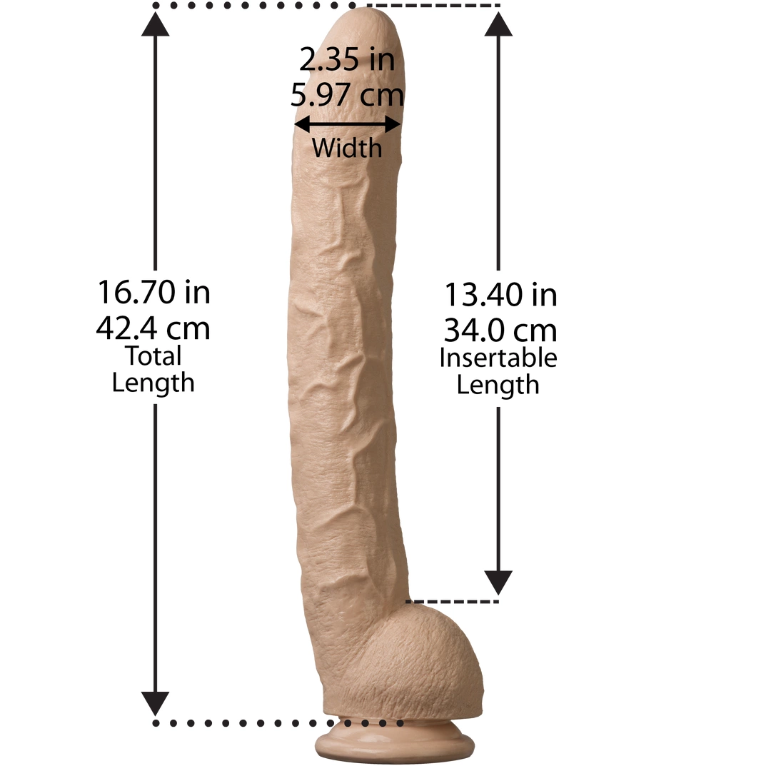 Doc Johnson Rambone dildo su siurbtuku ir anatominiu pagrindu, 38 cm, juodas
