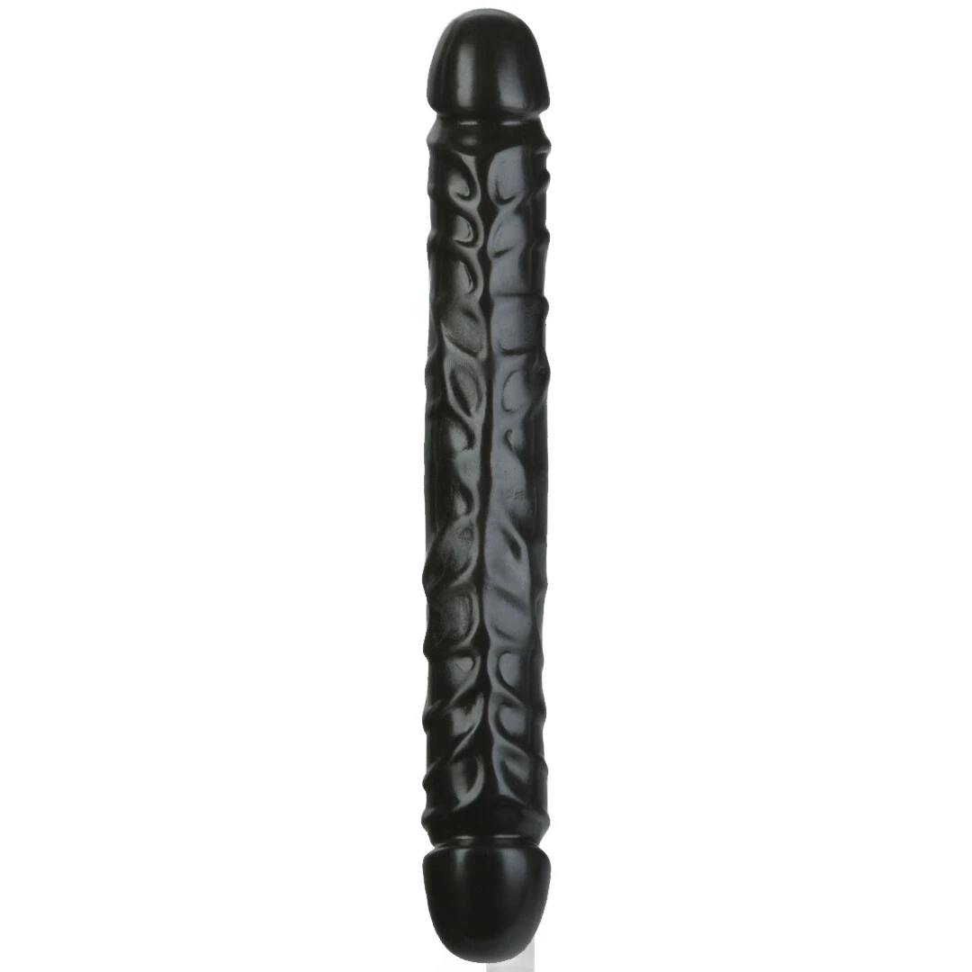 Doc Johnson Veined Double Header dvipusis lankstus dildo, PVC, 30 cm, juodas
