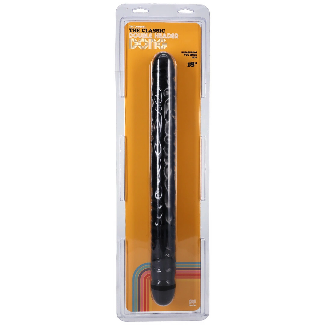 Doc Johnson Double Header dvipusis dildo, 45 cm, PVC, juodas