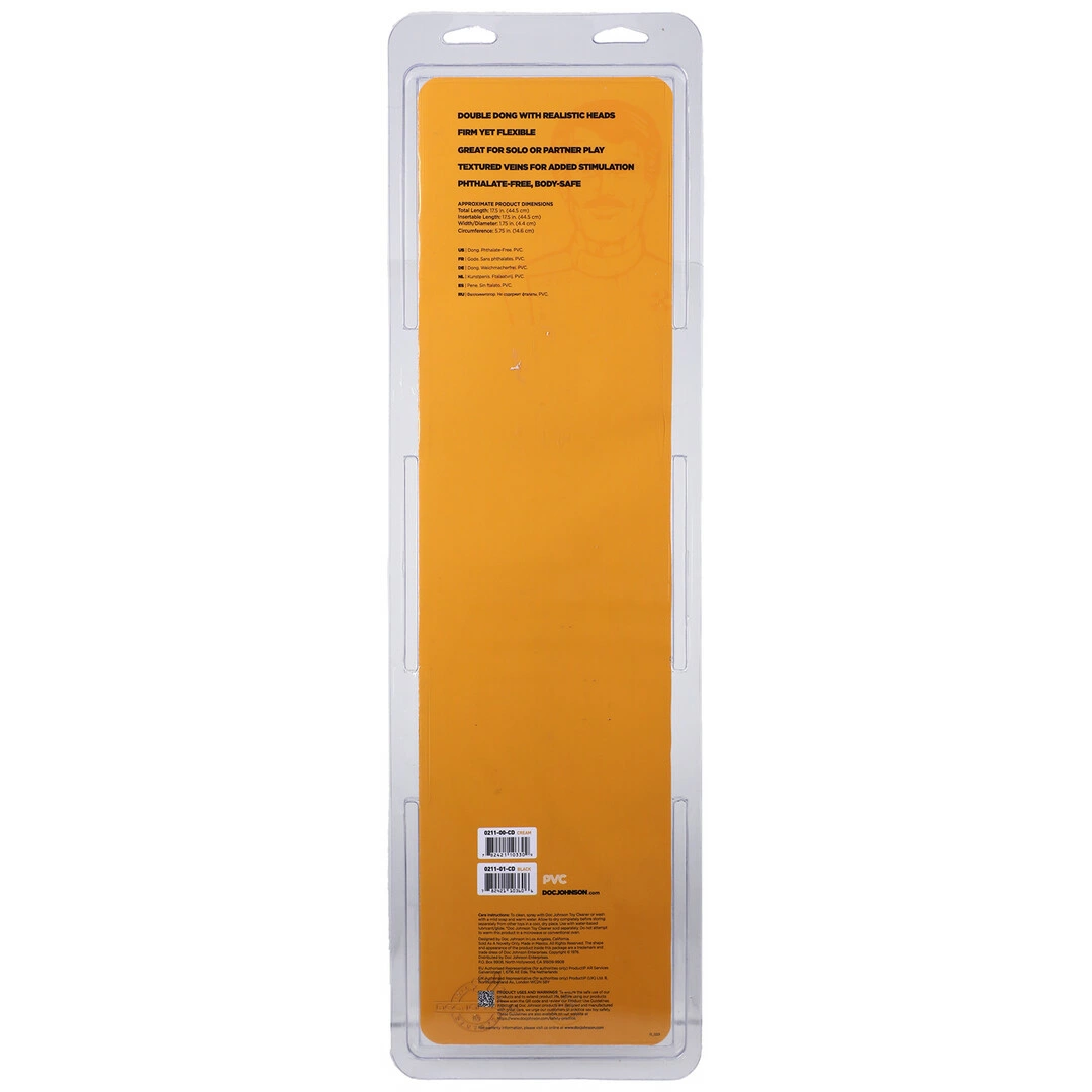 Doc Johnson Double Header dvipusis dildo, 45 cm, PVC, juodas