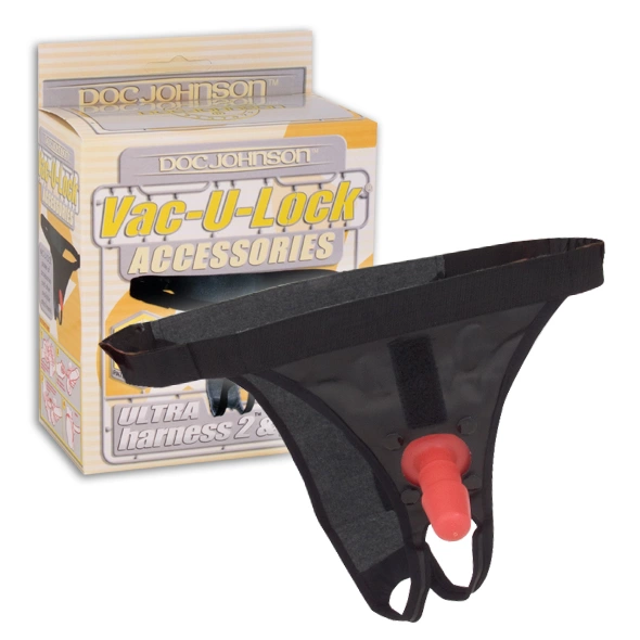Doc Johnson Ultra Harness 2 strap-on diržai su Vac-U-Lock kištuku, juodi