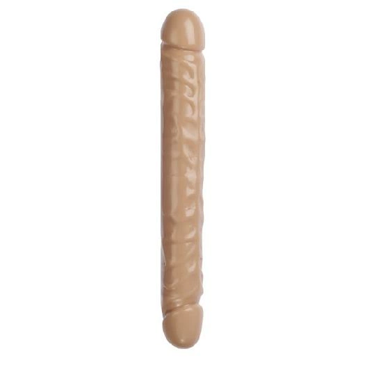 Doc Johnson Double Header dvipusis anatominis dildo iš PVC, odos atspalvio