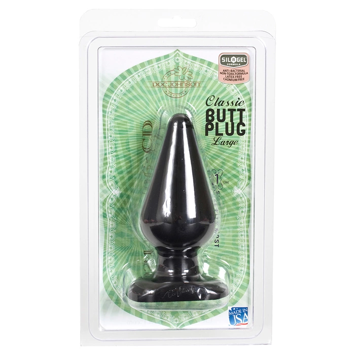 Doc Johnson Classic didelis analinis kaištis, 14 cm, juodas