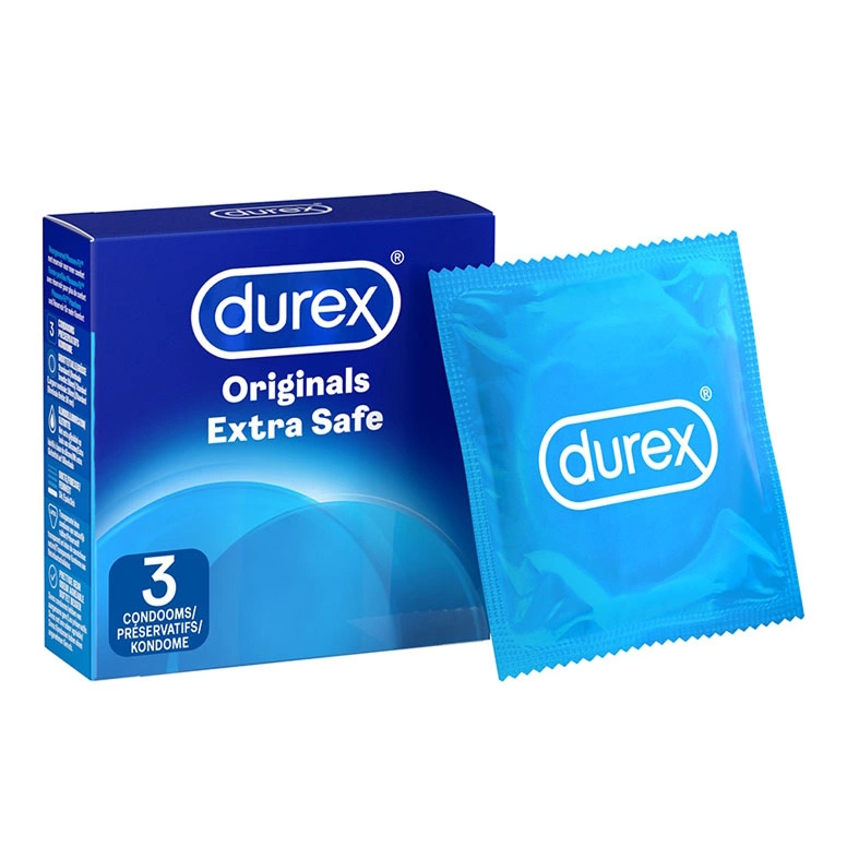 Durex Originals Extra Safe prezervatyvai, 3 vnt., plotis 56 mm