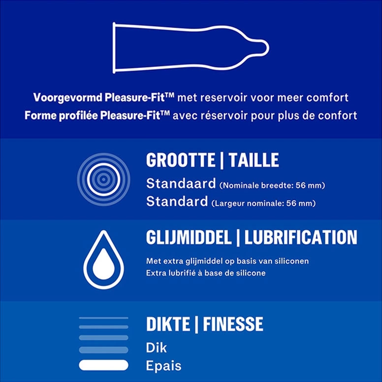Durex Originals Extra Safe prezervatyvai, 3 vnt., plotis 56 mm