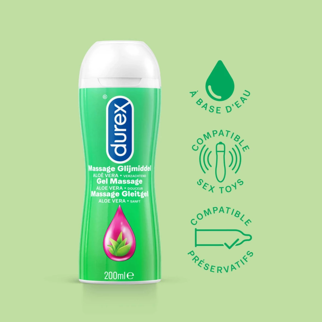 Durex 2in1 Aloe Vera masažo ir drėkinamasis gelis, 200 ml