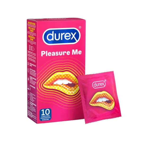 Durex Pleasure Me lateksiniai prezervatyvai su rievelėmis ir iškilimais, 10 vnt.