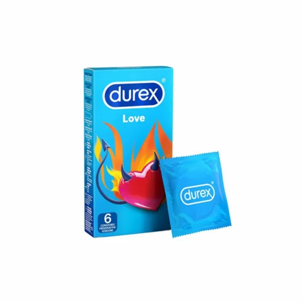Durex Love prezervatyvai su silikono pagrindo lubrikantu, 52,5 mm, 6 vnt.