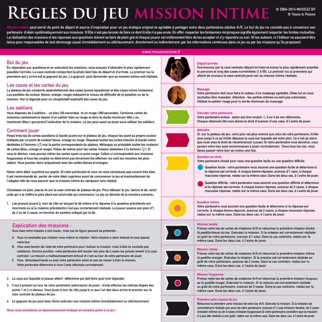 Tease & Please Mission Intime žaidimas poroms su 480 kortelių, prancūzų kalba