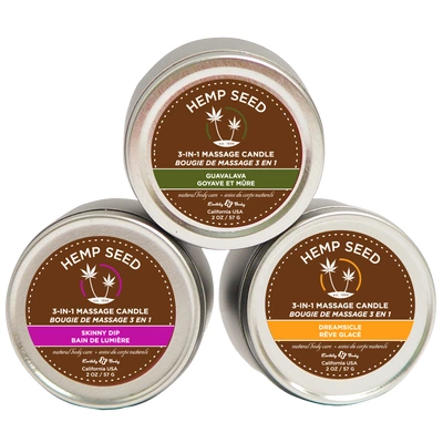 Earthly body masažo žvakių rinkinys Skinny Dip, Guavalava ir Dreamsicle, 3 x 57 g