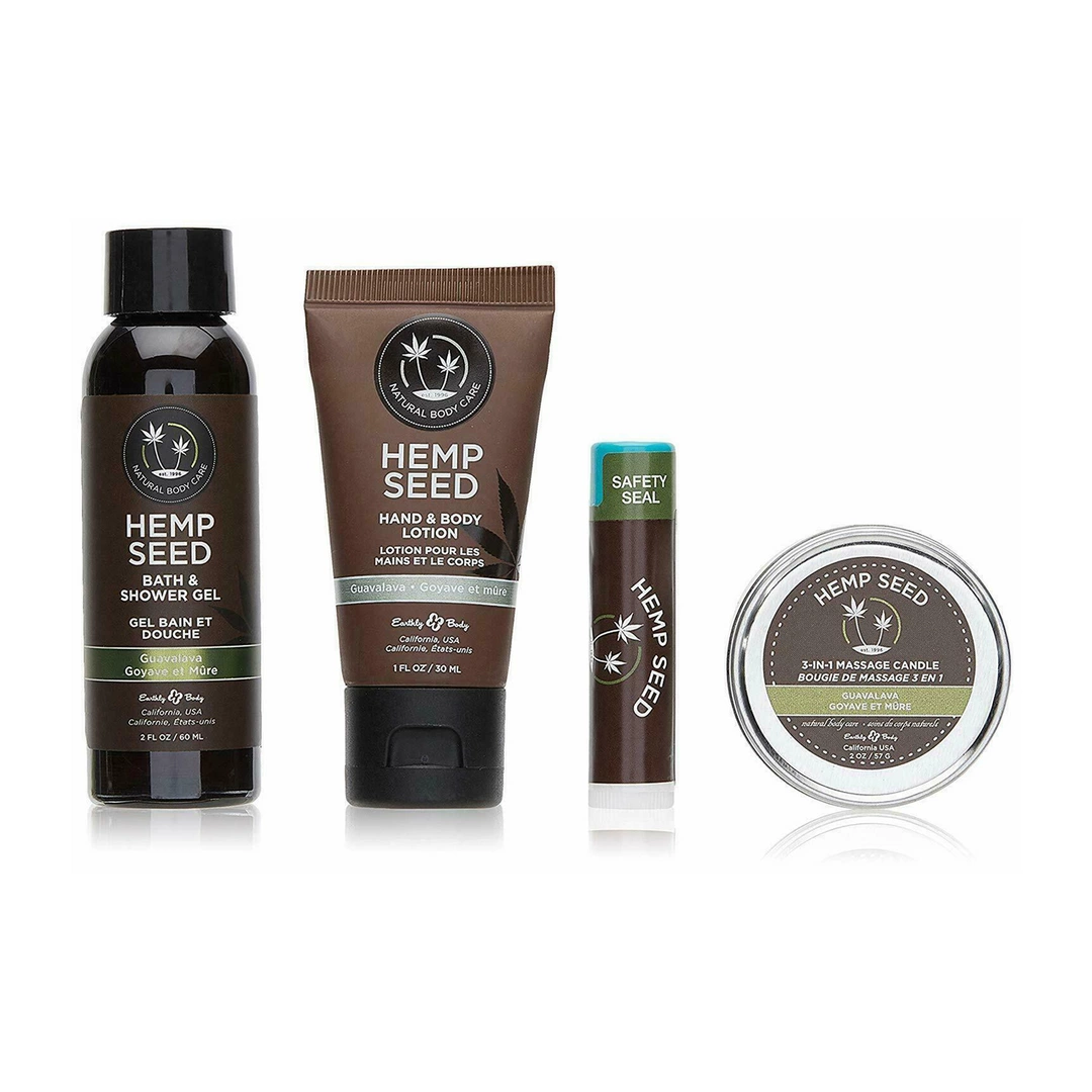 Earthly body Mini Mania kelioninis rinkinys su kanapių sėklų aliejumi, Guavalava
