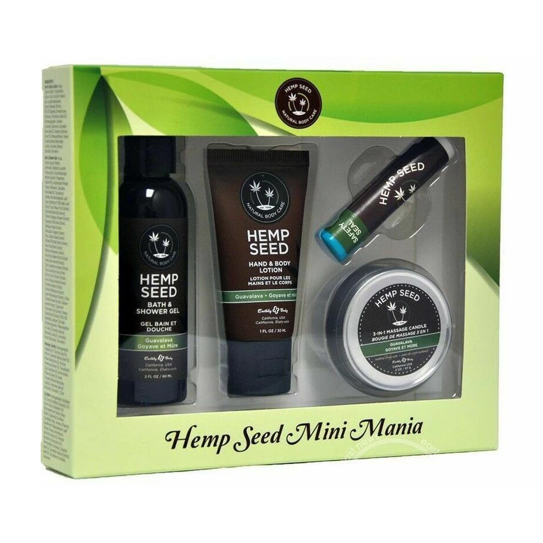 Earthly body Mini Mania kelioninis rinkinys su kanapių sėklų aliejumi, Guavalava