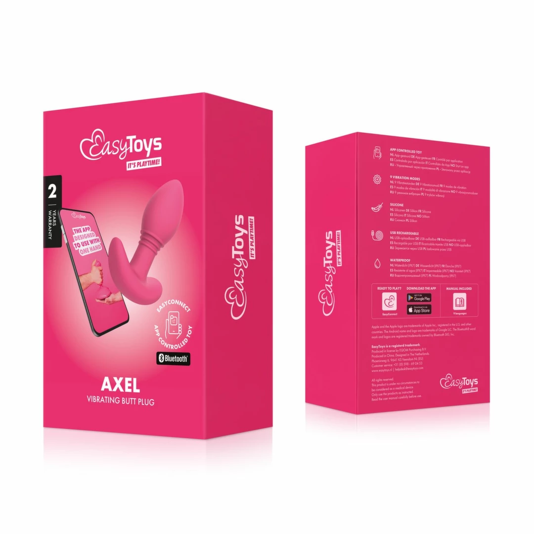 EasyConnect Axel vibruojantis analinis kaištis, valdomas programėle, rožinis