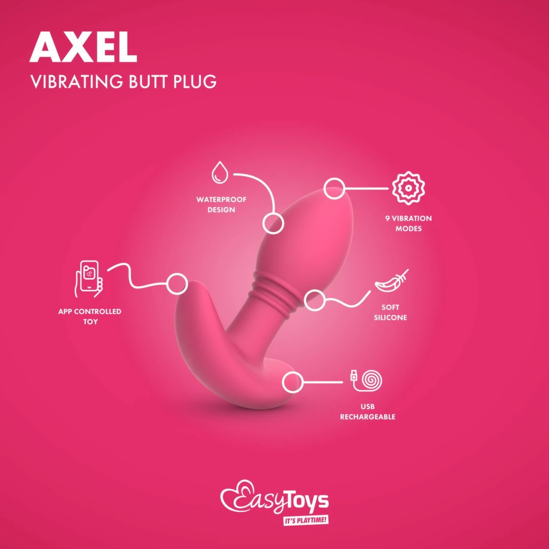EasyConnect Axel vibruojantis analinis kaištis, valdomas programėle, rožinis