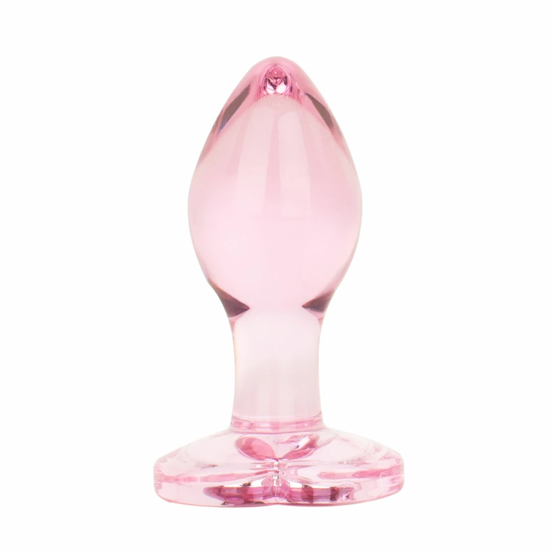 Easytoys Anal Collection mažas stiklinis analinis kaištis su širdele, rožinis, 7 cm