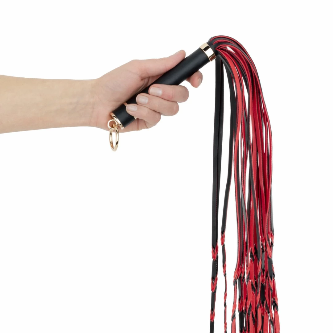 Easytoys Fetish Collection botagas iš PU odos, raudonas ir juodas, 64 cm