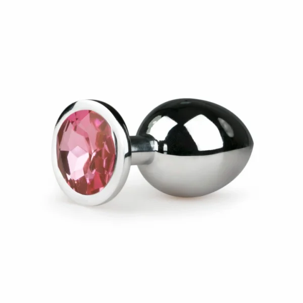 Easytoys metalinis analinis kaištis su rožiniu kristalu, sidabrinis, M