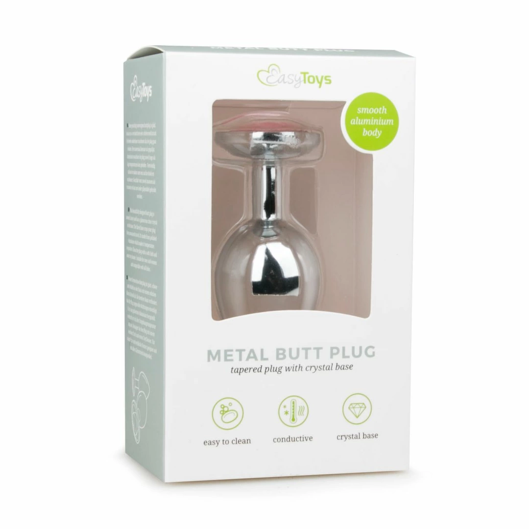 Easytoys metalinis analinis kaištis su rožiniu kristalu, sidabrinis, M