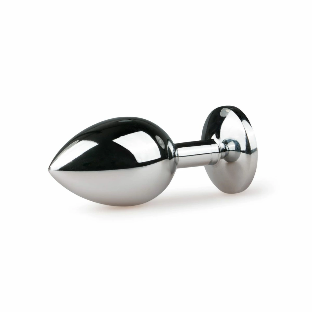 Easytoys metalinis analinis kaištis su rožiniu kristalu, sidabrinis, M