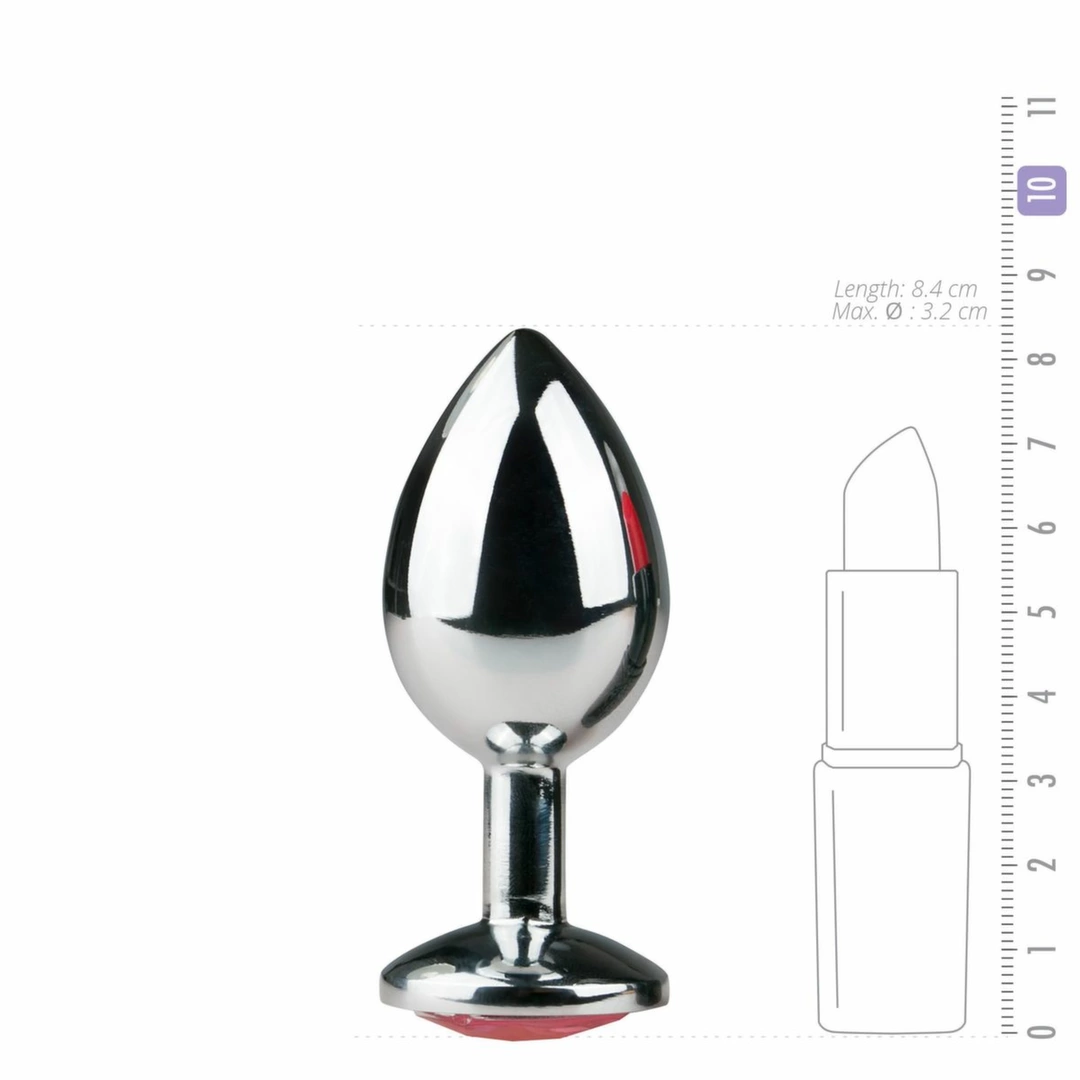 Easytoys metalinis analinis kaištis su rožiniu kristalu, sidabrinis, M