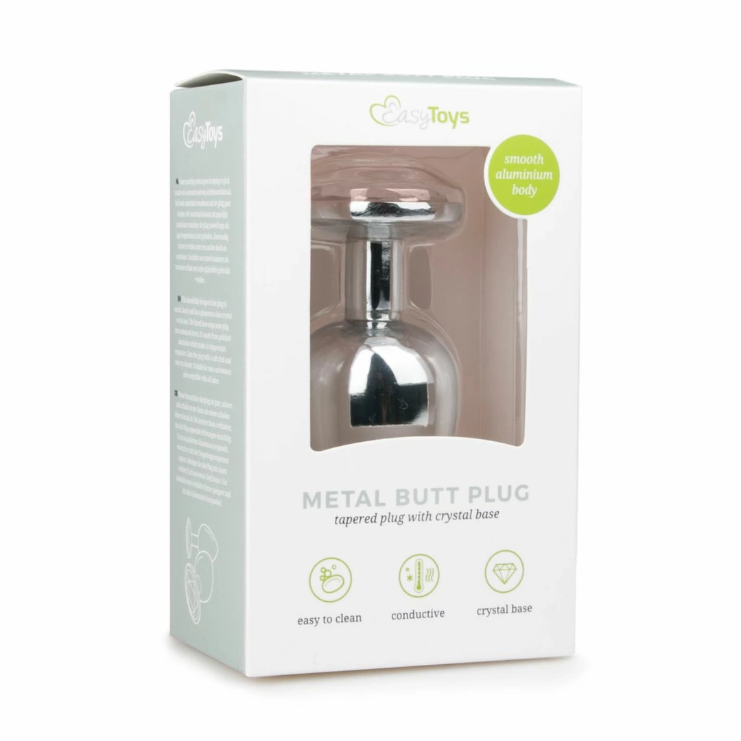 Easytoys aliuminio analinis kaištis su kristalu, sidabrinis, 8,5 cm