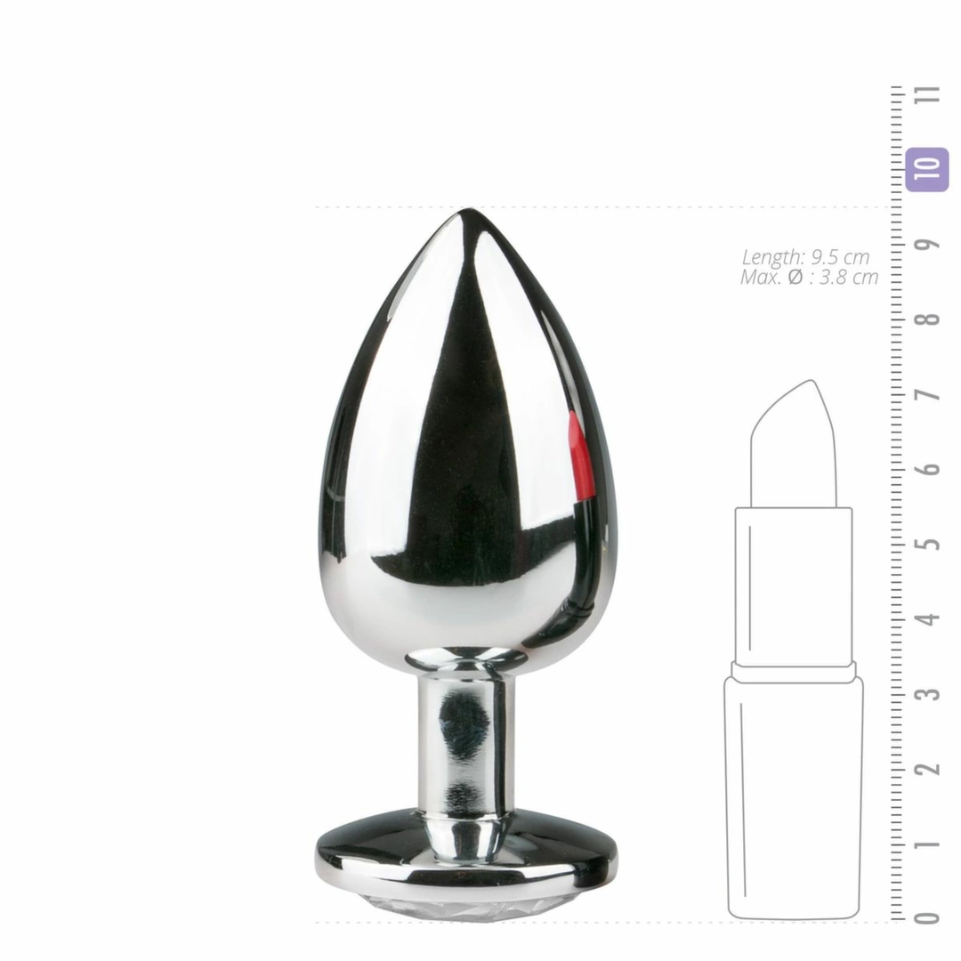 Easytoys aliuminio analinis kaištis su kristalu, sidabrinis, 8,5 cm