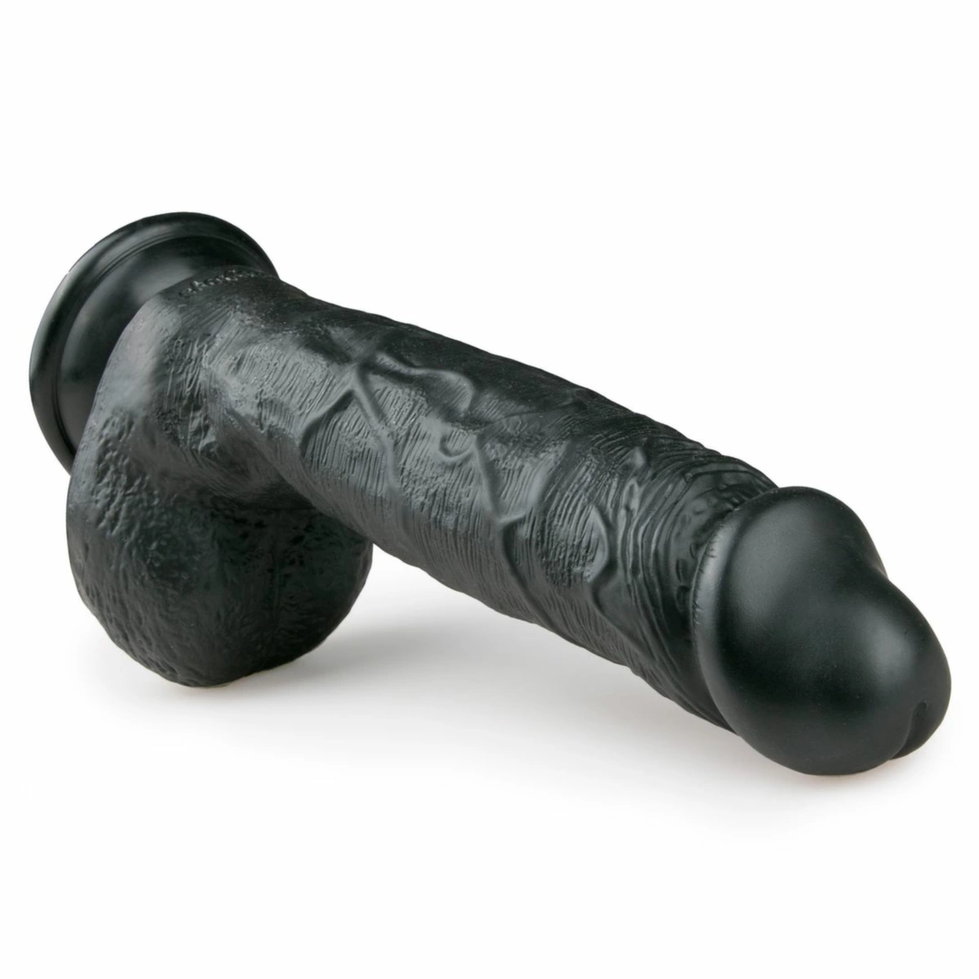 EasyToys realistiškas dildo su siurbtuku, 22,5 cm, juodas