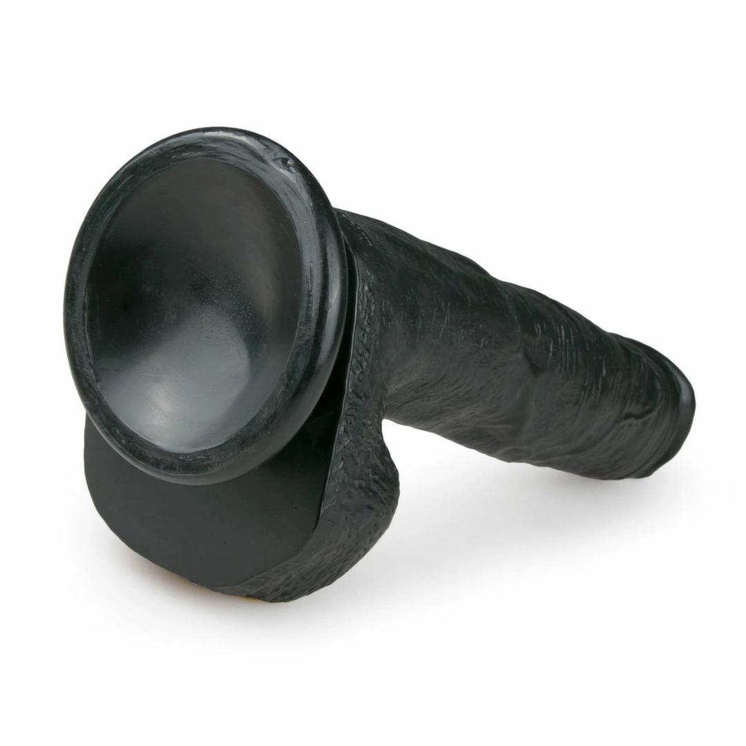 EasyToys realistiškas dildo su siurbtuku, 22,5 cm, juodas
