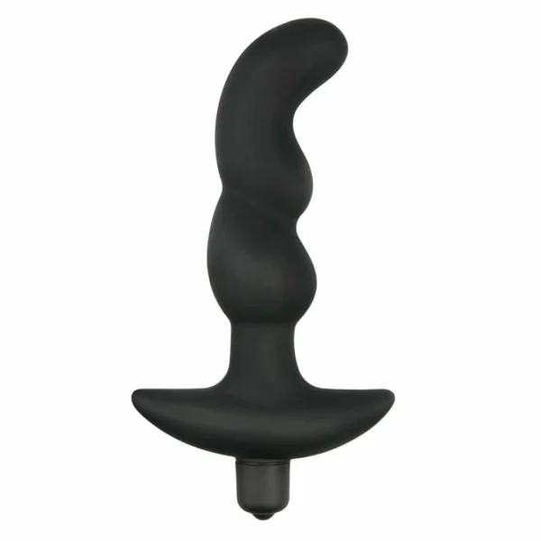 Easytoys prostatos masažuoklis su vibracija iš silikono, juodas