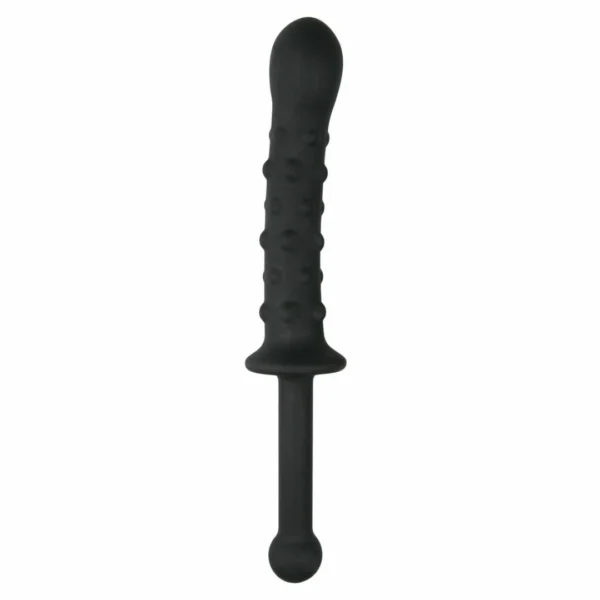 Easytoys The Handler dvipusis dildo su plačiu pagrindu, juodas
