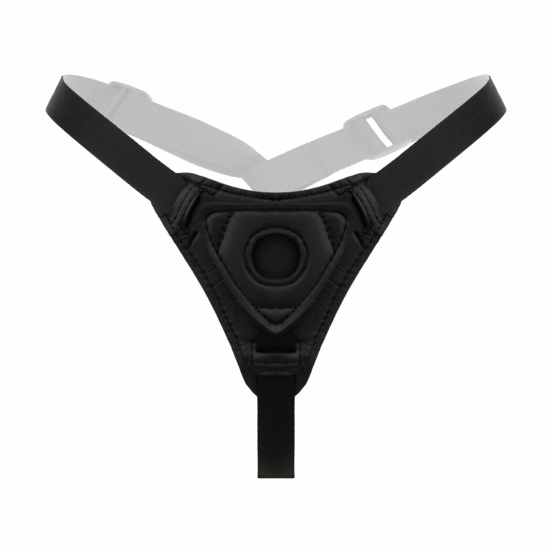 Easytoys strap-on su lenktu silikoniniu dildo ir reguliuojamais diržais, juodas