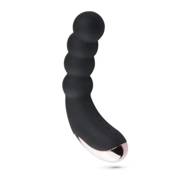 Easytoys išlenktas G taško vibratorius su rievelėmis, juodas