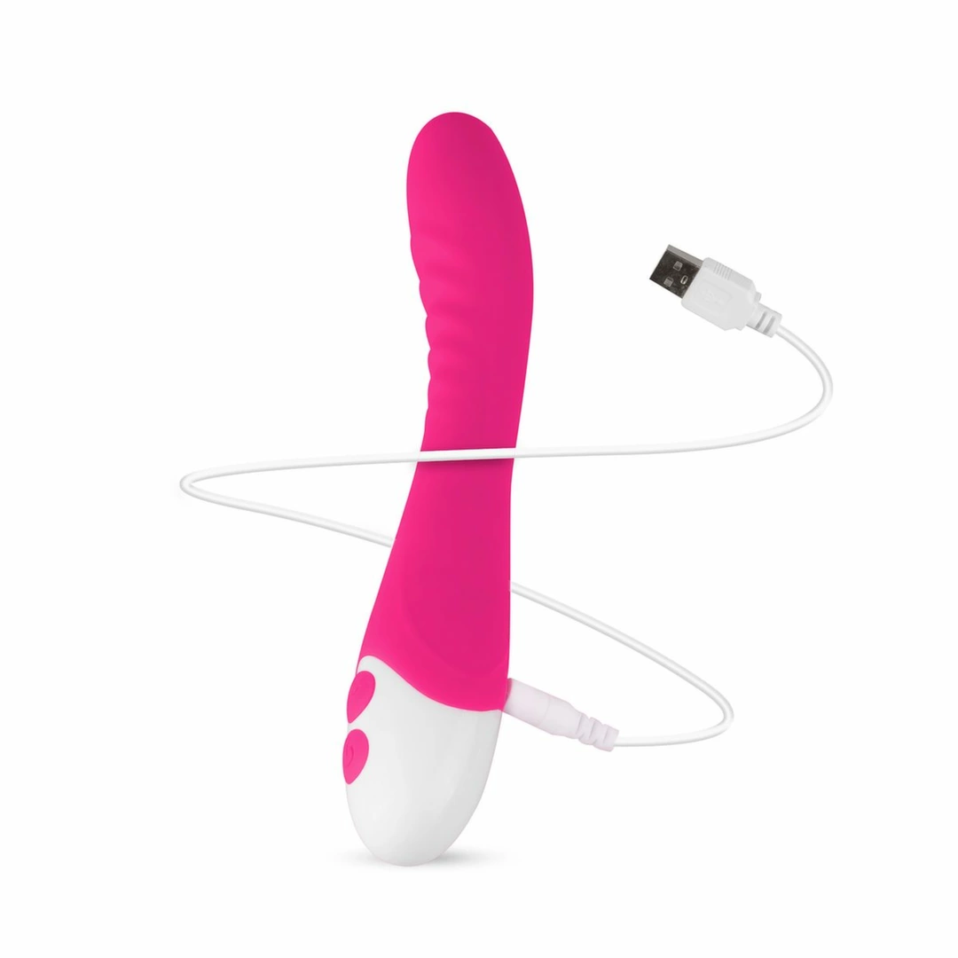 EasyToys Lunar Vibe silikoninis vibratorius su rievelėmis, rožinis