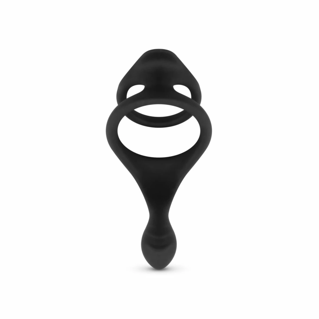 Easytoys varpos žiedas su briaunotu tarpvietės stimuliatoriumi, juodas, 11 cm