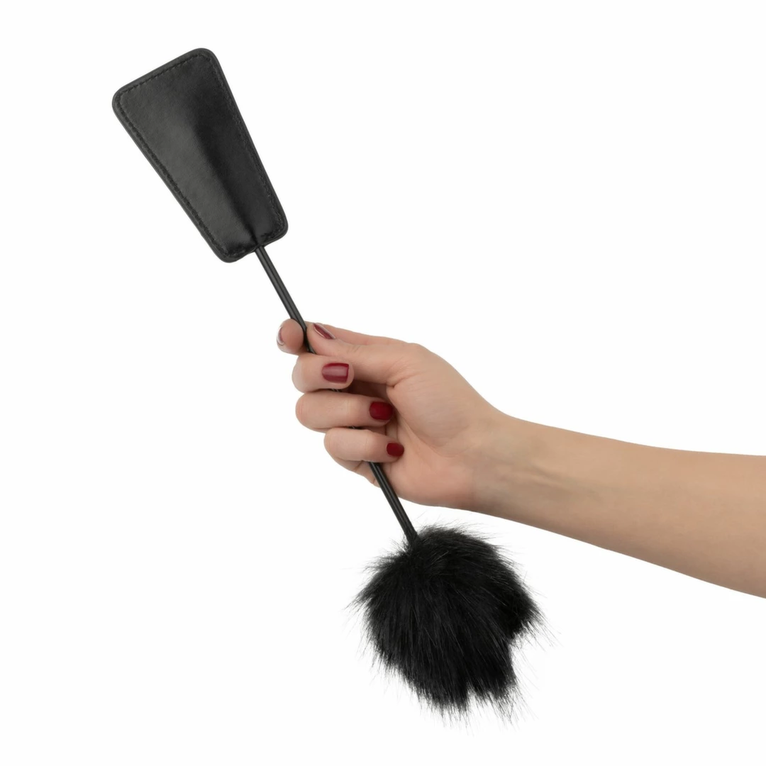 Easytoys dvipusis botagas su plunksnomis, juodas, 39 cm