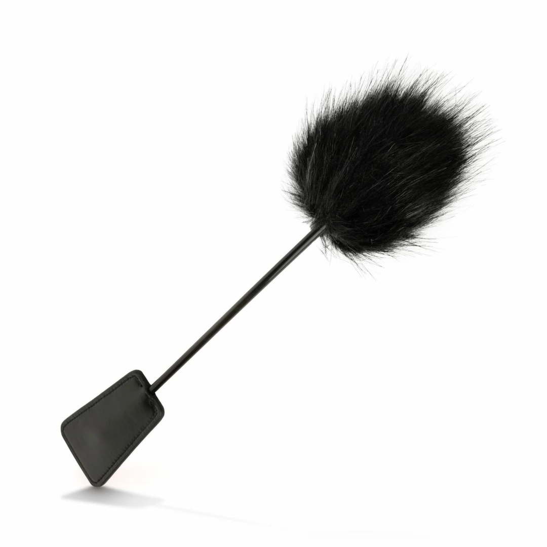 Easytoys dvipusis botagas su plunksnomis, juodas, 39 cm