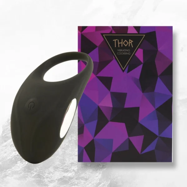 FeelzToys Thor vibruojantis varpos žiedas, įkraunamas per USB, juodas