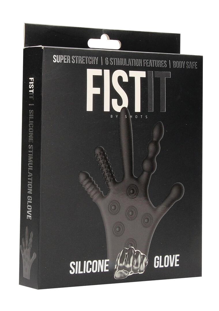 Fist It by Shots silikoninė pirštinė su skirtingomis tekstūromis, juoda