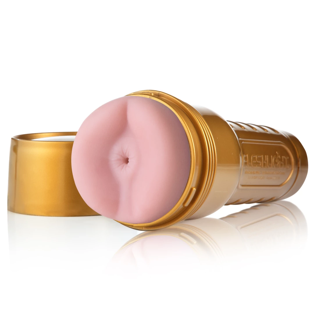 Fleshlight STU Butt masturbatorius su SuperSkin įdėklu, auksinis korpusas