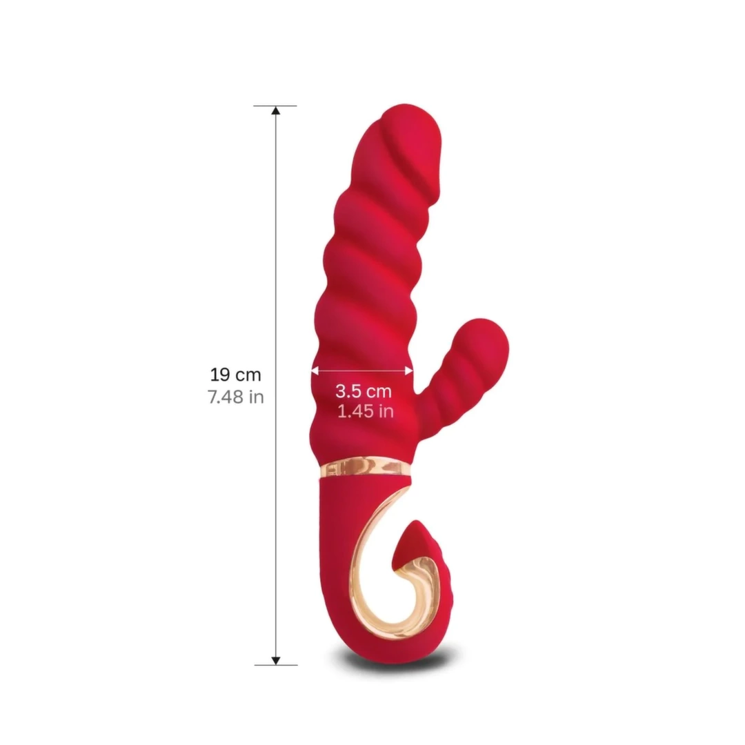 Gvibe Gcandy Mini vibratorius su dviem varikliais, Chilli Coral, 19 cm