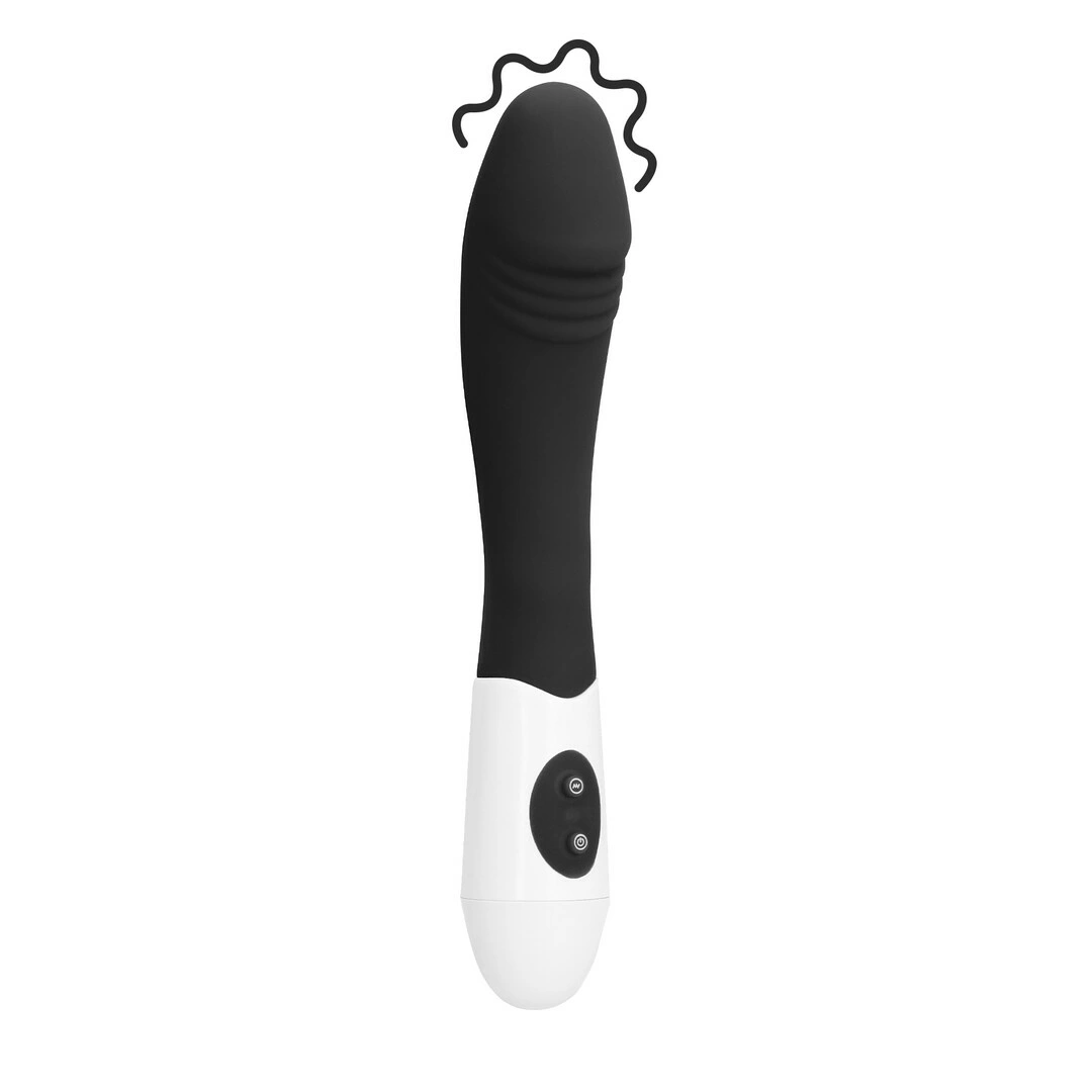 GC by Shots Simplicity Rocket rievėtas silikoninis vibratorius, 19 cm, juodas