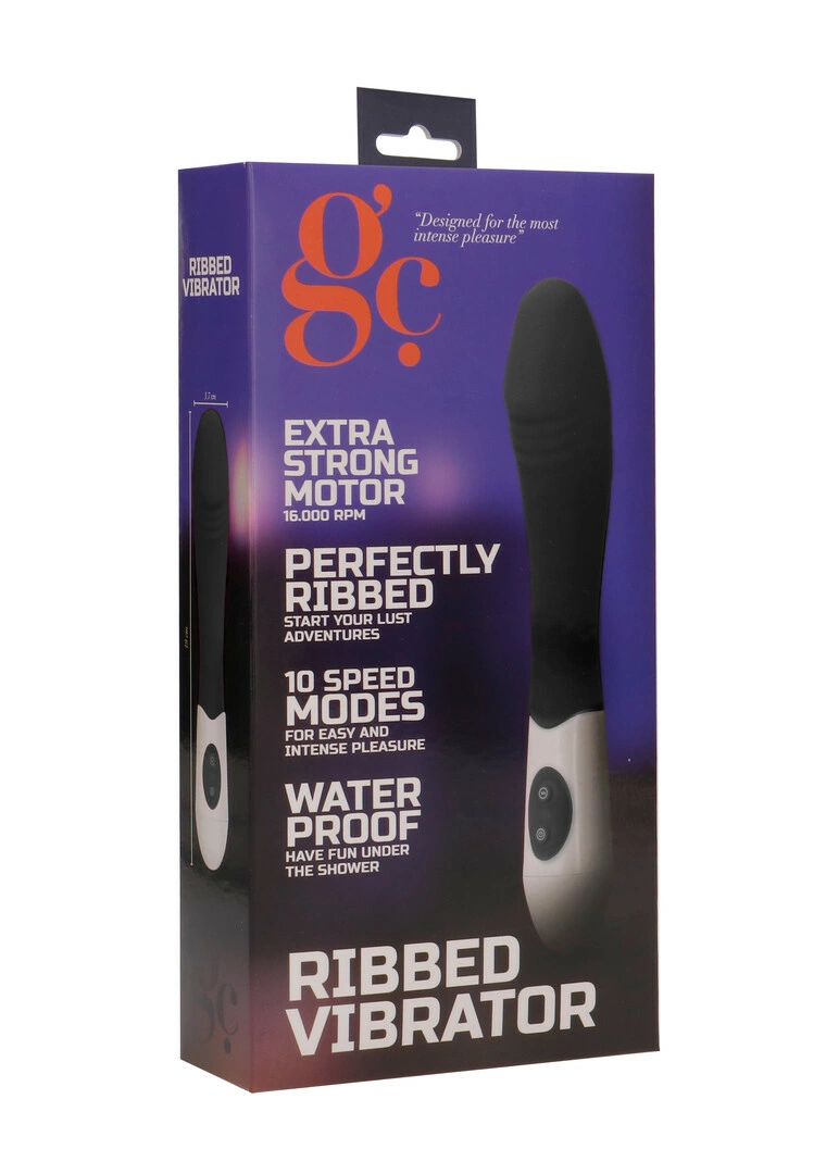 GC by Shots Simplicity Rocket rievėtas silikoninis vibratorius, 19 cm, juodas