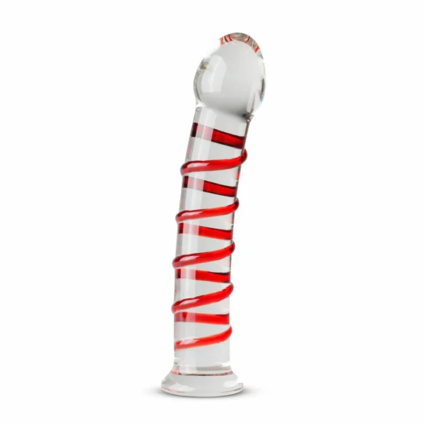 Gildo No. 15 stiklinis dildo su rievelėmis, skaidrus