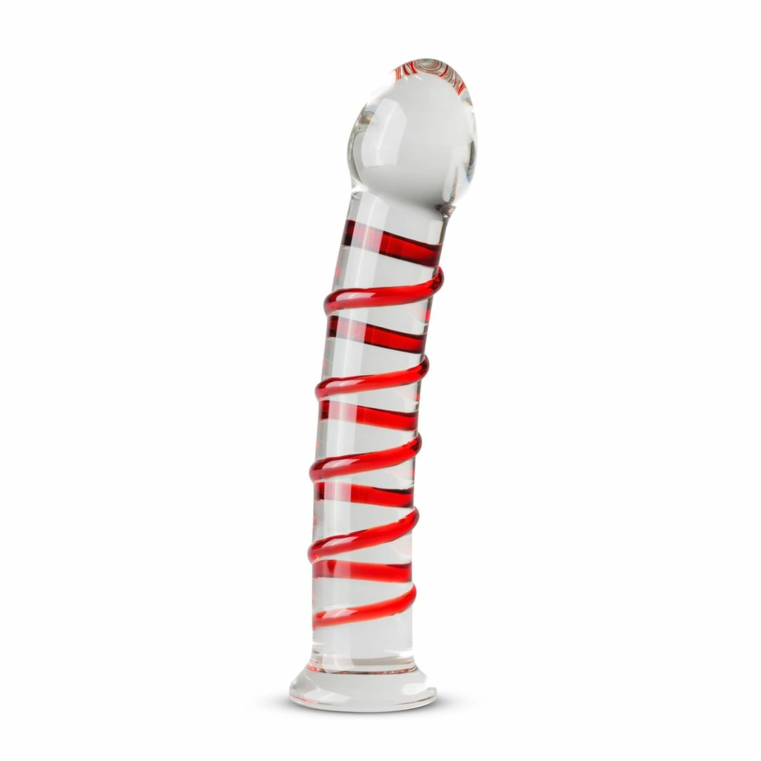 Gildo No. 15 stiklinis dildo su rievelėmis, skaidrus