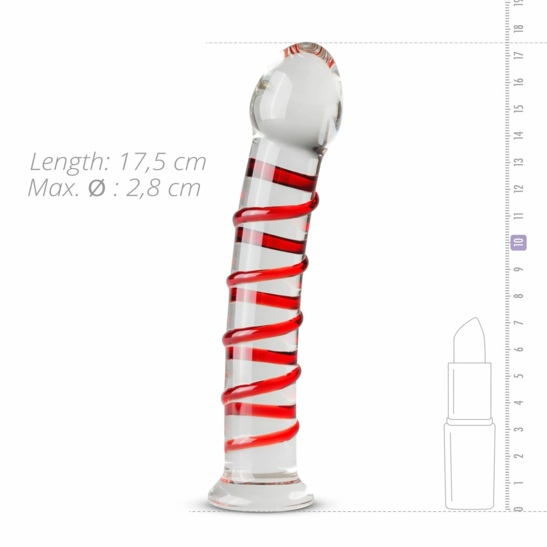 Gildo No. 15 stiklinis dildo su rievelėmis, skaidrus