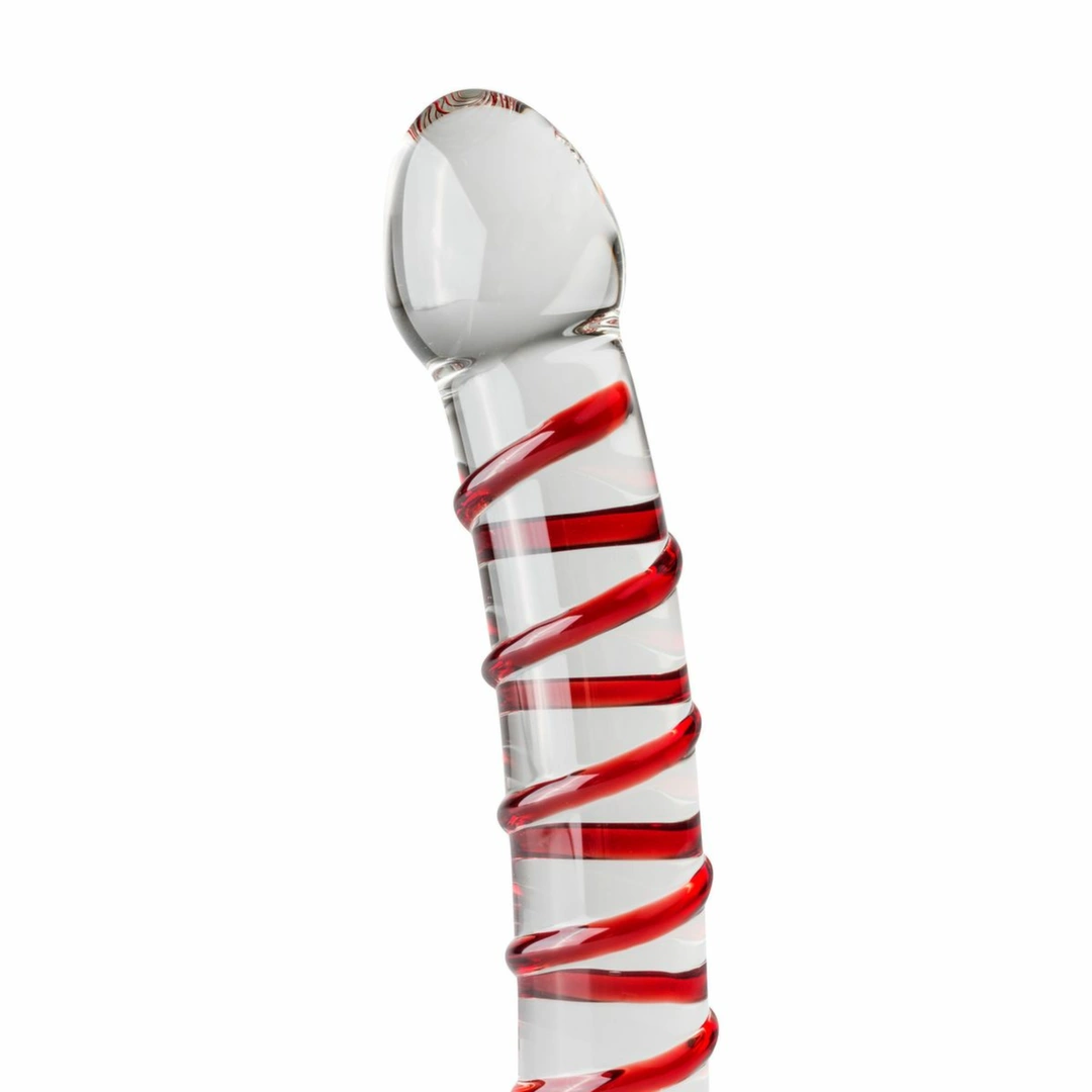 Gildo No. 15 stiklinis dildo su rievelėmis, skaidrus