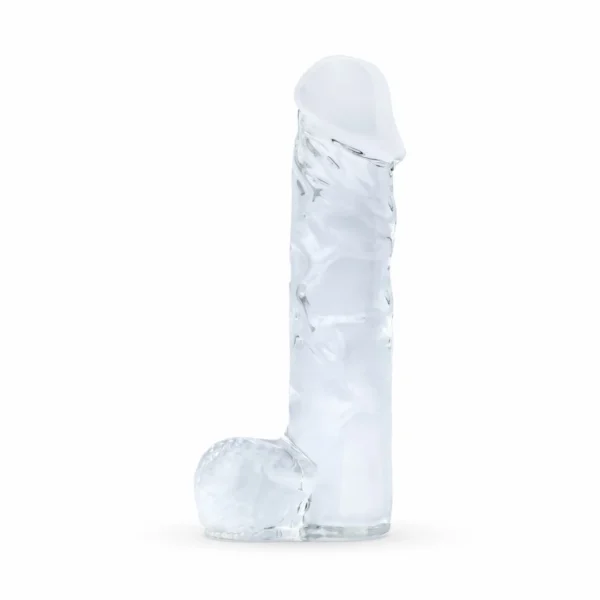 Gildo No. 29 stiklinis dildo su reljefiniu paviršiumi, skaidrus
